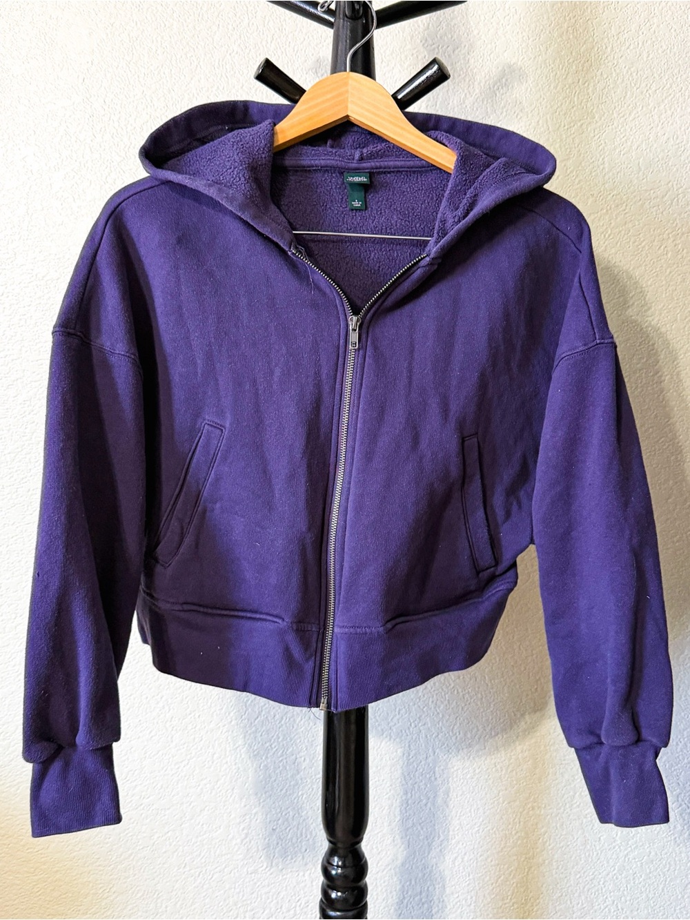 Women's Cropped Zip Up Hoodie Purple Small Like New